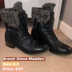 Steve Madden Combat Boots; Black; Size 8.5